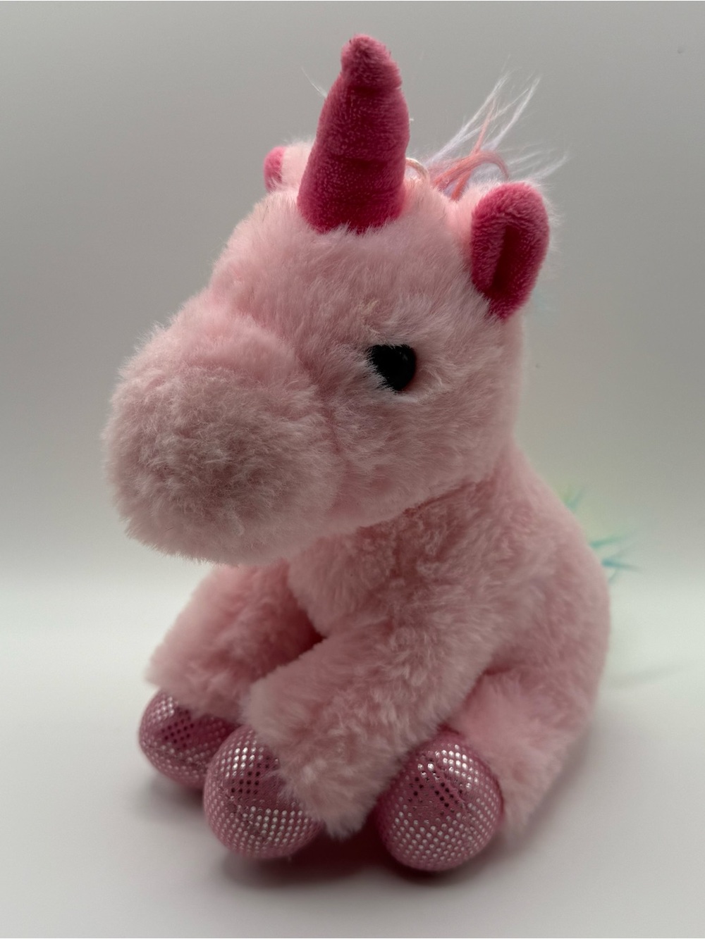 Brooklyn Lollipops Pink Unicorn With Rainbow Mane/Tail Plush (PL-32)